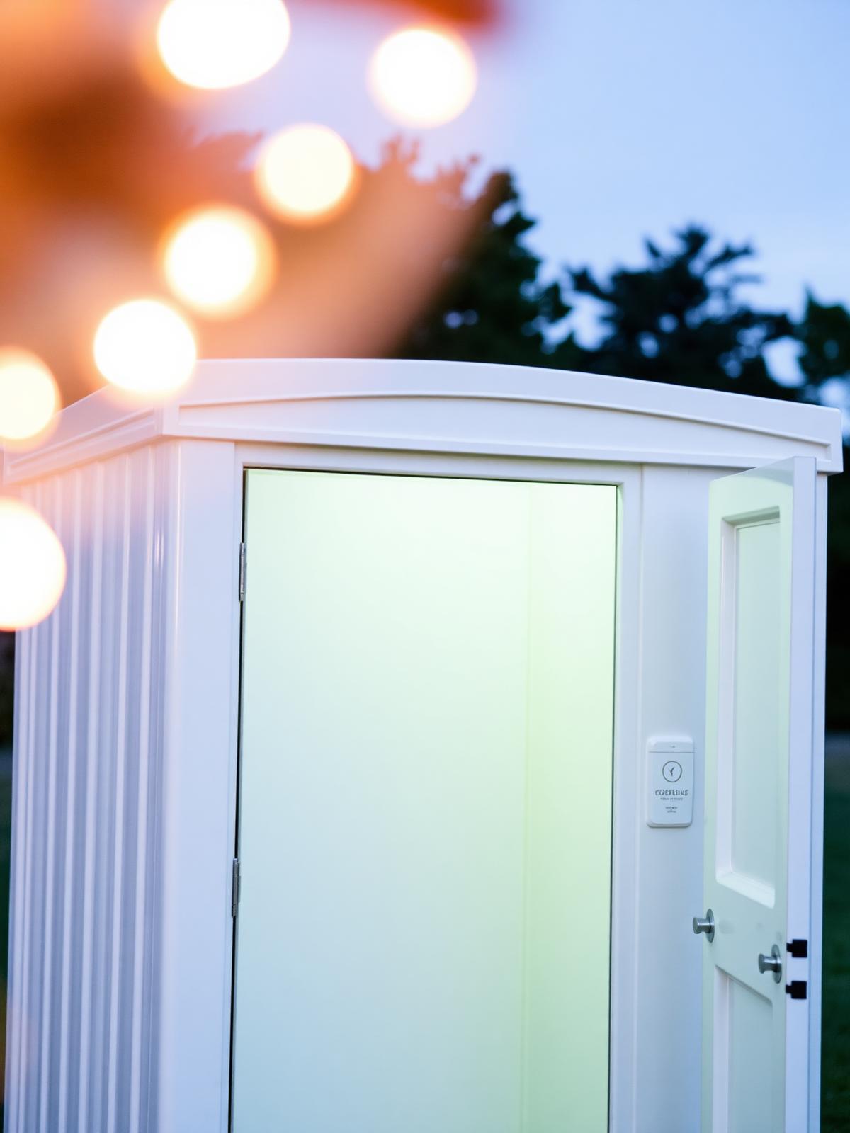 Portable restroom at an outdoor Chicago wedding